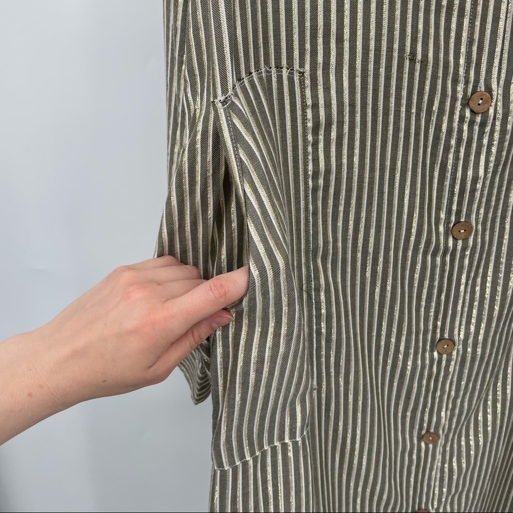 J Glee Olive Green & White Striped T Shirt Dress - Picture 7 of 14